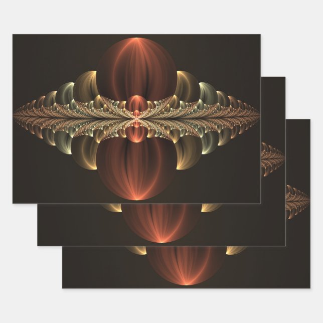 Hoja De Papel De Regalo Fantasía Construcción Brillante Resumen Arte Fract (Set)