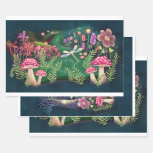 Hoja De Papel De Regalo Fantasía de Woodland, la caprichosa isla de la nat