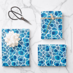 Hoja De Papel De Regalo Fantasía helada azul y blanca Abstracto Mosaico de