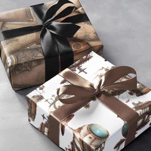 Hoja De Papel De Regalo Fantasía industrial de Steampunk (Steampunk fantasy wrapping paper for all Victorian era affairs and parties. )