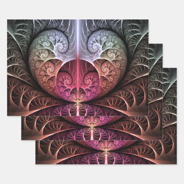 Hoja De Papel De Regalo Fantasía irreal abstracta arte fractal (Set)