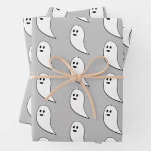 Hoja De Papel De Regalo Fantasma Halloween gris claro blanco lindo patrón