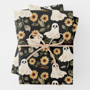 Hoja De Papel De Regalo Fantasmas de Gótico de verano y girasoles tembloro