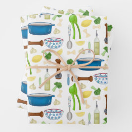 Hoja De Papel De Regalo Farfalle Bow amarra Pasta con ajo y limón