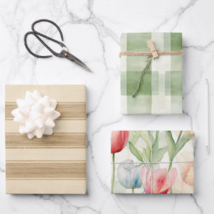 Hoja De Papel De Regalo Farm Cream Stripes