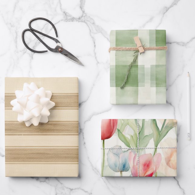 Hoja De Papel De Regalo Farm Cream Stripes (Anverso)