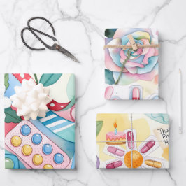 Hoja De Papel De Regalo Farmacia de Acuarela Moderna Gracias Héroe de la F