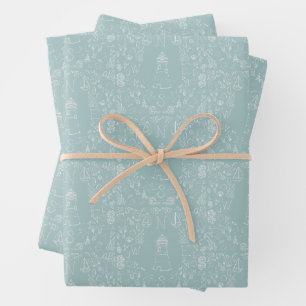 Hoja De Papel De Regalo Faro Costero Simple de la Costa Brújula Náutica