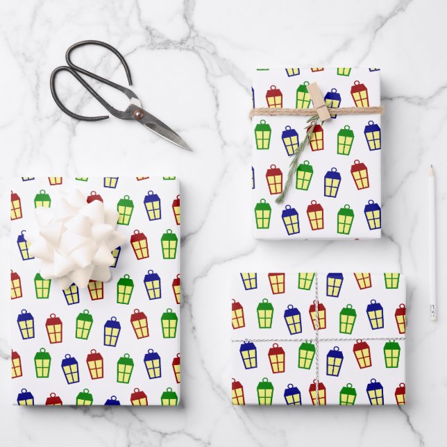Hoja De Papel De Regalo Faroles de Navidad (Anverso)