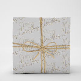 Hoja De Papel De Regalo Faux de oro Relieve metalizado Feliz Navidad Blanc