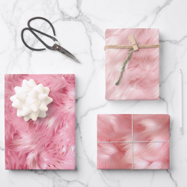 Hoja De Papel De Regalo Faux Fu rosa (Anverso)