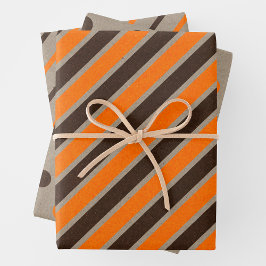 Hoja De Papel De Regalo Faux Kraft Paper w/ Dark Brown & Orange Patterns