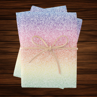 Hoja De Papel De Regalo Faux Purpurina de moda Rainbow Ombre Elegante 5x7