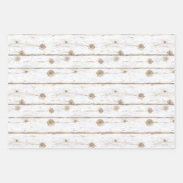 Hoja De Papel De Regalo Faux White Wood Starfish Christmas 