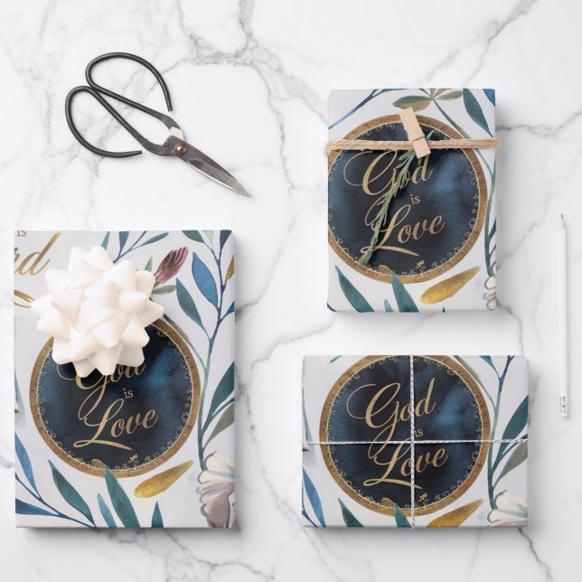 Hoja De Papel De Regalo Fe, amor y paz (Anverso)