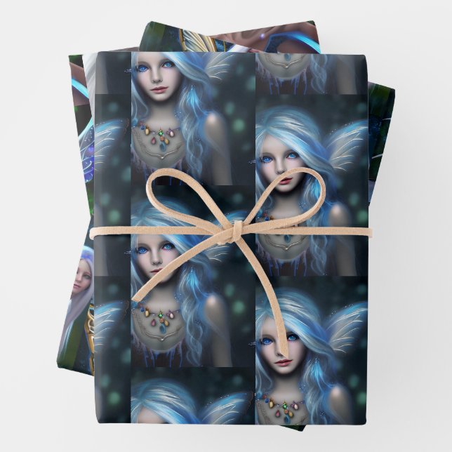 Hoja De Papel De Regalo Fe de ojos azules | Fairytale Etéreo Místico (In situ)