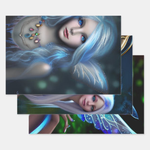 Hoja De Papel De Regalo Fe de ojos azules   Fairytale Etéreo Místico