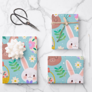Hoja De Papel De Regalo Felices Conejos Cuestos de Pascua