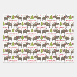 Hoja De Papel De Regalo Felices fiestas copos de nieve lindos Navidades de