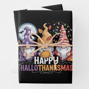 Hoja De Papel De Regalo Felices Gnomos de HalloGraciasMas Halloween Navida