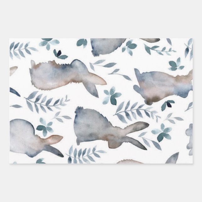 Hoja De Papel De Regalo Felices Paredes de Pascua Art Imprimir conejillos  (Anverso)