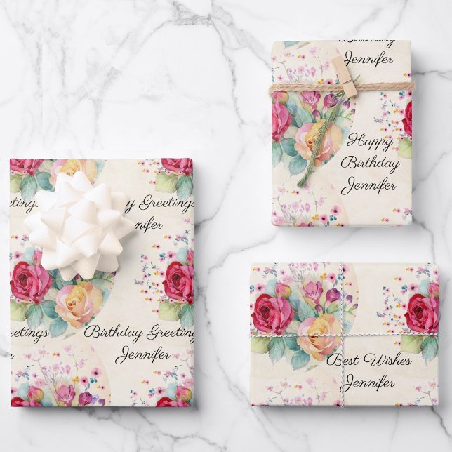 Hoja De Papel De Regalo Felices saludos de cumpleaños spray de Rosas 3 (Subido por el creador)