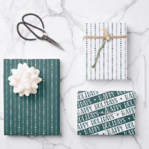 Hoja De Papel De Regalo Felices vacaciones lindos puntos rayas rojo blanco