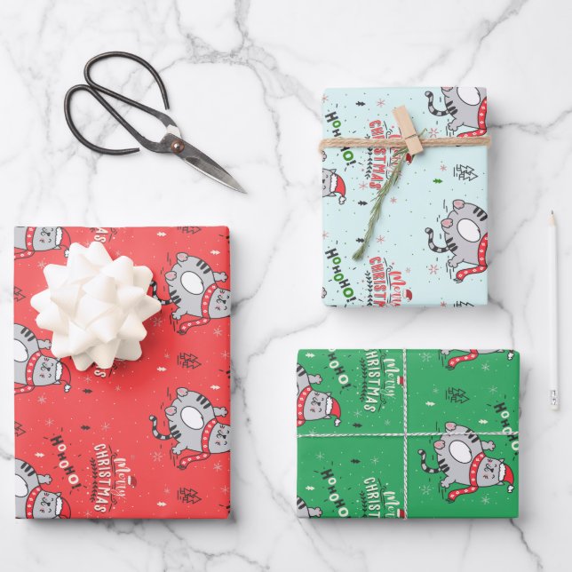 Hoja De Papel De Regalo Felices y divertidas felicitaciones a los gatos Na (Anverso)