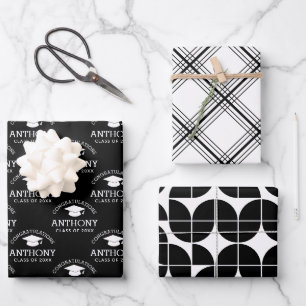 Hoja De Papel De Regalo Felicidades Graduado Cap negro