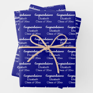 Hoja De Papel De Regalo Felicitaciones Navy Blue White Class de nombre 202