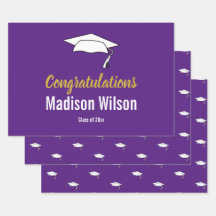 Felicitaciones por graduación morado y blanco