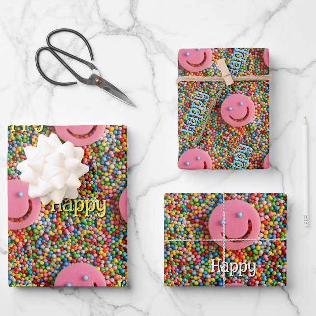 Hoja De Papel De Regalo Feliz (Anverso)