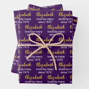 Hoja De Papel De Regalo Feliz 50 cumpleaños Gold White y Purple