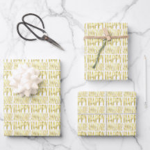 Feliz aniversario metálico dorado elegante y chic