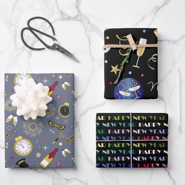 Hoja De Papel De Regalo Feliz Año Nuevo (Anverso)