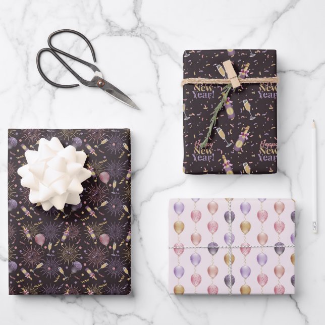 Hoja De Papel De Regalo Feliz Año Nuevo (Anverso)