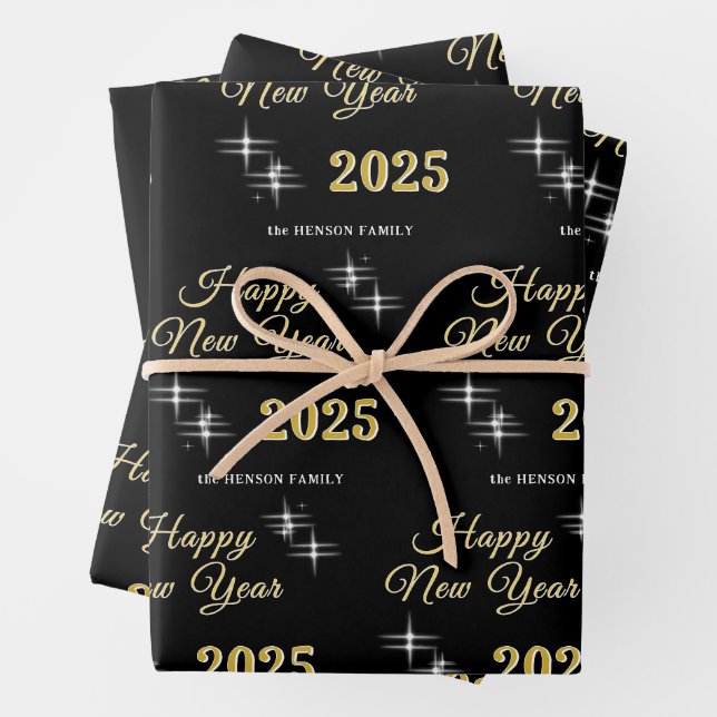 Hoja De Papel De Regalo Feliz Año Nuevo 2025 Elegantes espárragos (In situ)