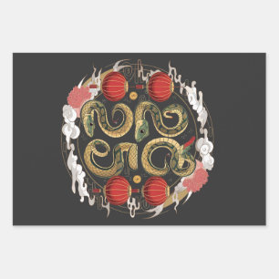 Hoja De Papel De Regalo Feliz Año Nuevo Chino 2025, cultura de serpientes