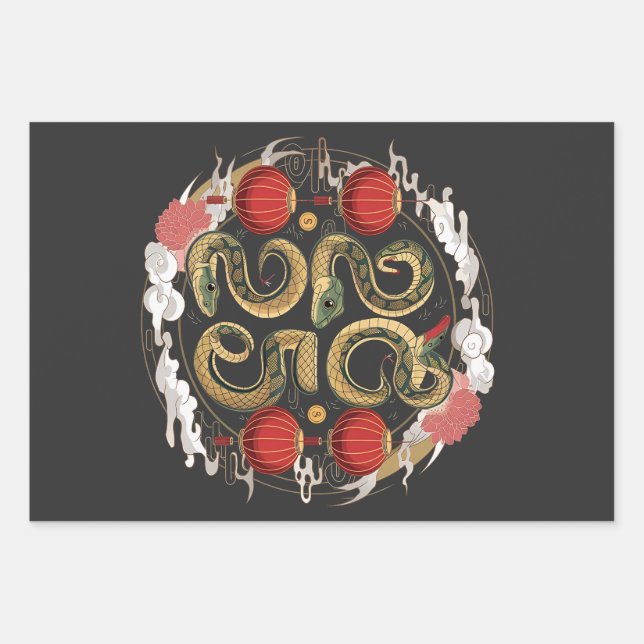 Hoja De Papel De Regalo Feliz Año Nuevo Chino 2025, cultura de serpientes (Anverso)