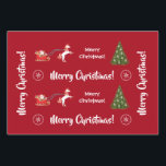 Hoja De Papel De Regalo Feliz Árbol de Navidad Santa Cute Niños Unicornio<br><div class="desc">Los Navidades modernos se regodean con las palabras "Feliz Navidad" en una tipografía elegante, copos de nieve, un ilustracion de un unicornio que jaló a Santa en la trinitense y un árbol de Navidad. Sobre un fondo rojo. Tenga en cuenta que puede personalizar el saludo más pequeño con el nombre...</div>