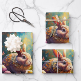 Hoja De Papel De Regalo Feliz Conejo de Pascua con huevos de Pascua