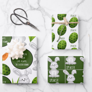 Hoja De Papel De Regalo Feliz Conejo de Pascua Personalizado