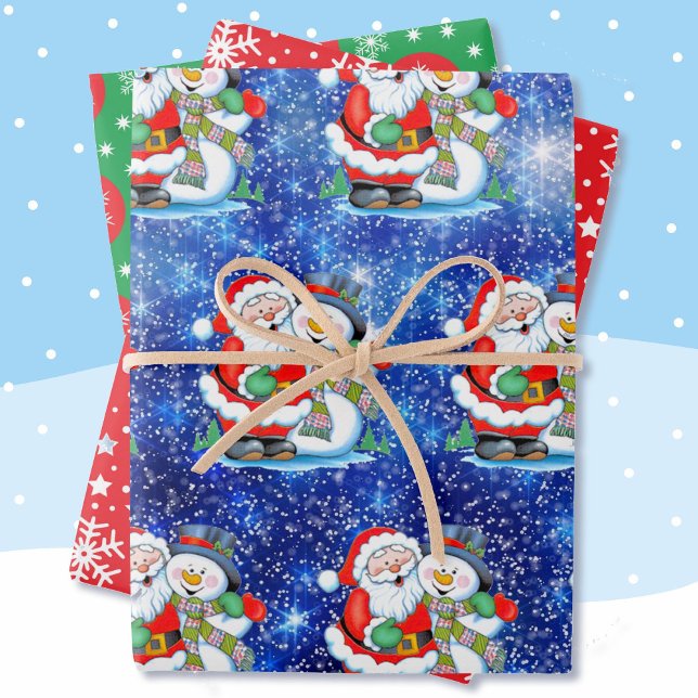 Hoja De Papel De Regalo Feliz coordinación de nieve Santa Snowman 3 (Subido por el creador)