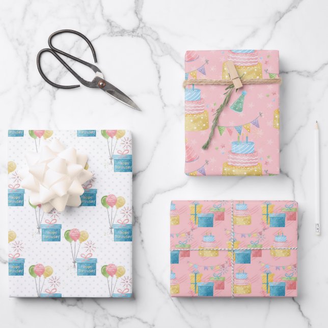 Hoja De Papel De Regalo Feliz cumpleaños a cualquier persona envolviendo h (Anverso)