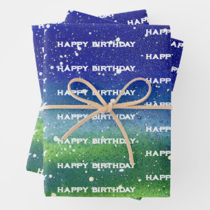 Hoja De Papel De Regalo Feliz cumpleaños azul