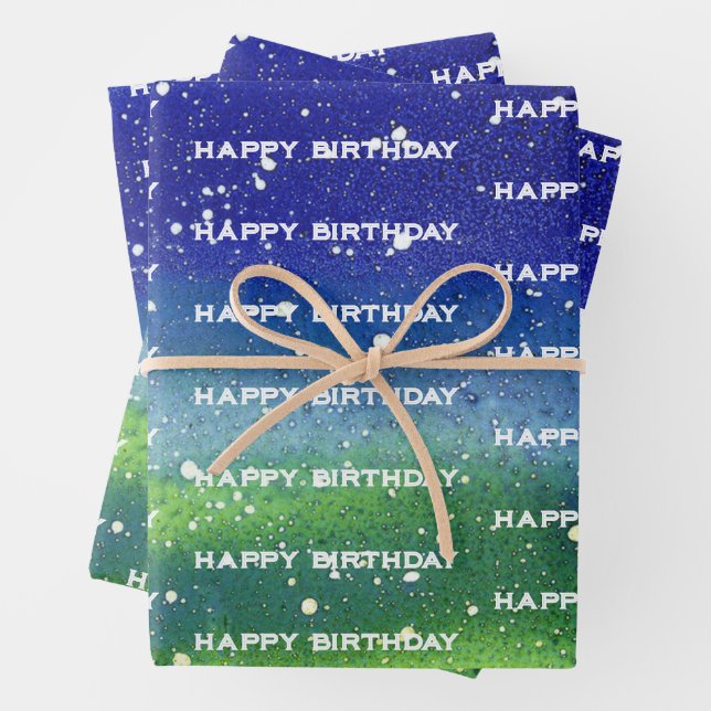 Hoja De Papel De Regalo Feliz cumpleaños azul (In situ)