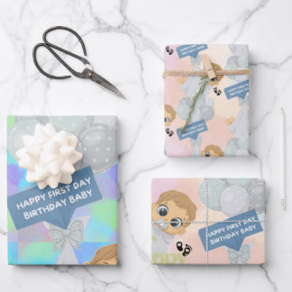 Hoja De Papel De Regalo Feliz cumpleaños de primer día