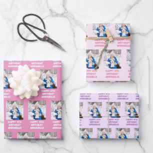 Hoja De Papel De Regalo Feliz Cumpleaños Girona Y Foto Rosa Y Lilac