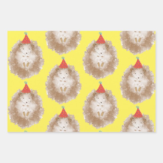 Hoja De Papel De Regalo Feliz cumpleaños Hedgehog (Anverso)