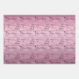 Hoja De Papel De Regalo Feliz cumpleaños morado rosado